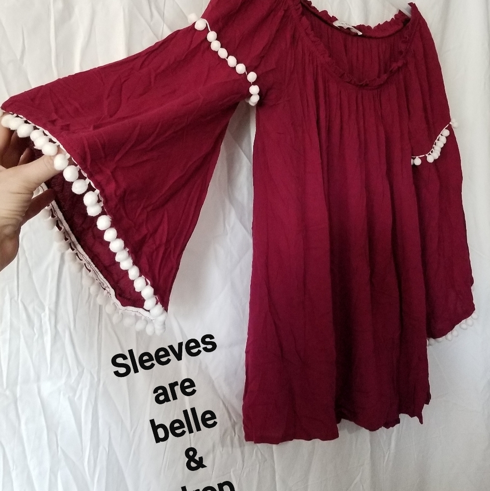 Bohemian style drop top with belled sleeves
